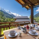 Family With Amazing View On Mont Blanc Chamonix